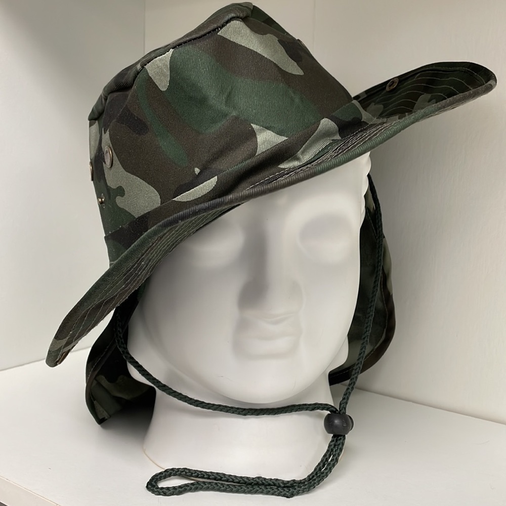 Top Headwear Safari Explorer Bucket Hat With Flap Neck Cover Camoflauge, LARGE